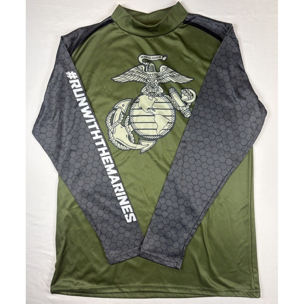USMC Marine Corps Marathon 2023 Shirt M Unisex Rash Guard Performance Mock Neck